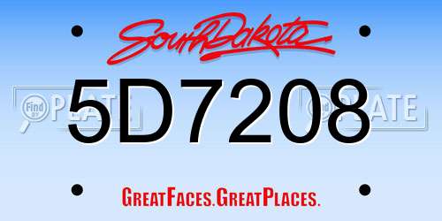 5D7208 South Dakota License Plate