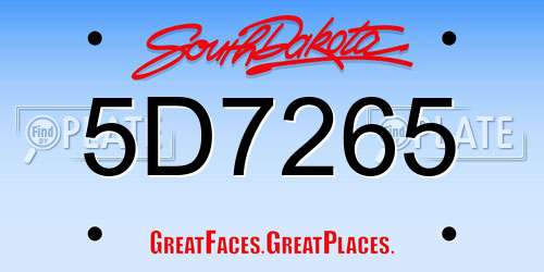 5D7265 South Dakota License Plate