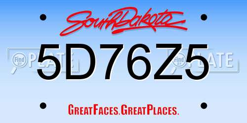 5D76Z5 South Dakota License Plate