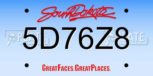 5D76Z8 South Dakota License Plate