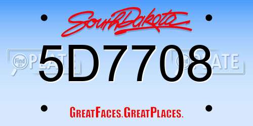 5D7708 South Dakota License Plate