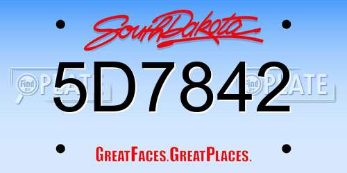 5D7842 South Dakota License Plate