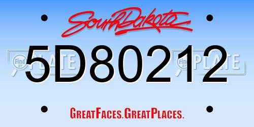 5D80212 South Dakota License Plate