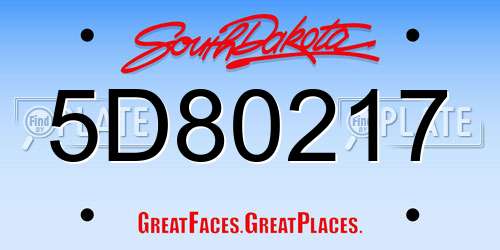 5D80217 South Dakota License Plate