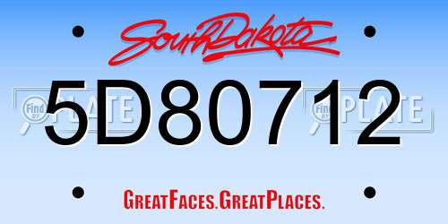 5D80712 South Dakota License Plate