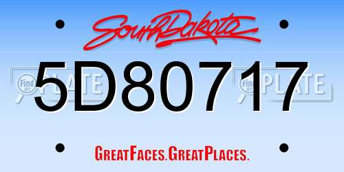 5D80717 South Dakota License Plate