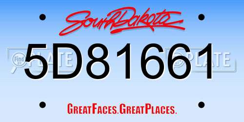 5D81661 South Dakota License Plate