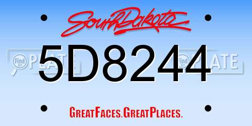 5D8244 South Dakota License Plate
