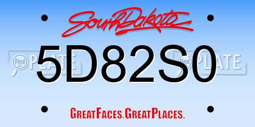 5D82S0 South Dakota License Plate