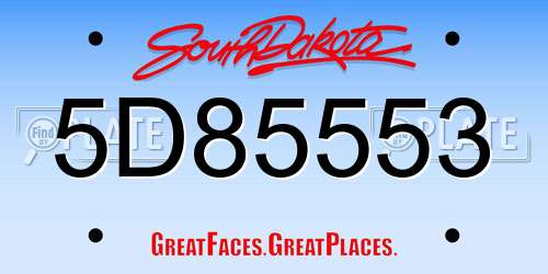 5D85553 South Dakota License Plate