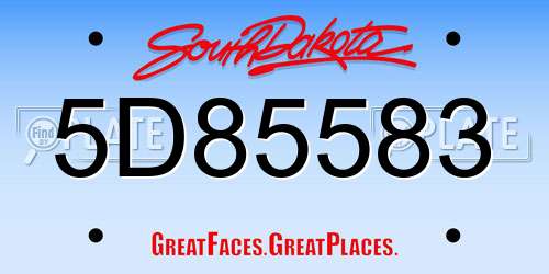 5D85583 South Dakota License Plate
