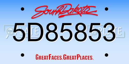 5D85853 South Dakota License Plate