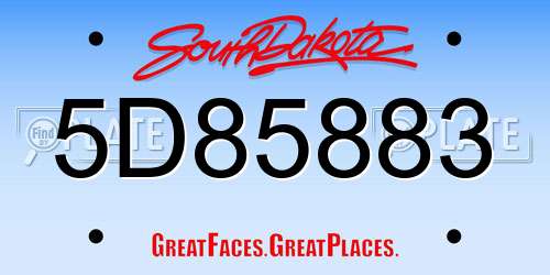 5D85883 South Dakota License Plate