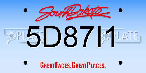 5D87I1 South Dakota License Plate