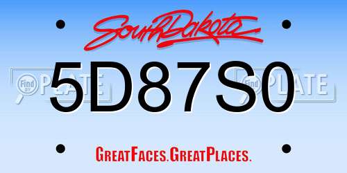 5D87S0 South Dakota License Plate
