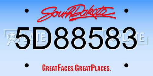 5D88583 South Dakota License Plate