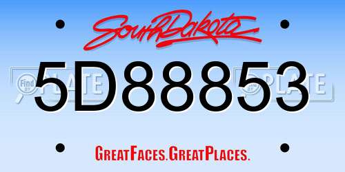 5D88853 South Dakota License Plate