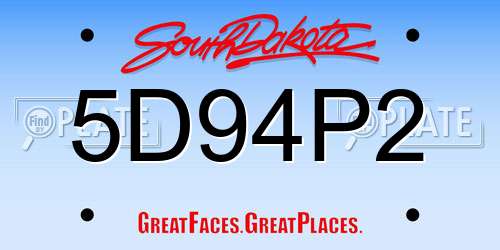 5D94P2 South Dakota License Plate