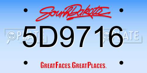 5D9716 South Dakota License Plate