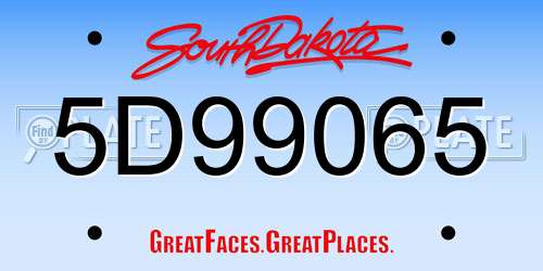 5D99065 South Dakota License Plate