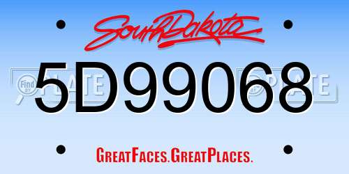 5D99068 South Dakota License Plate