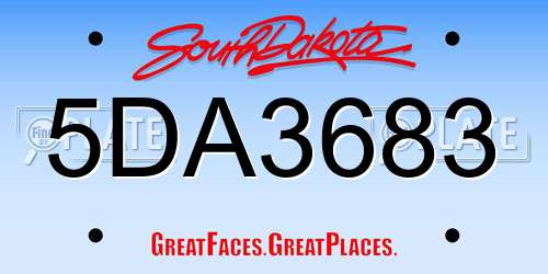 5DA3683 South Dakota License Plate