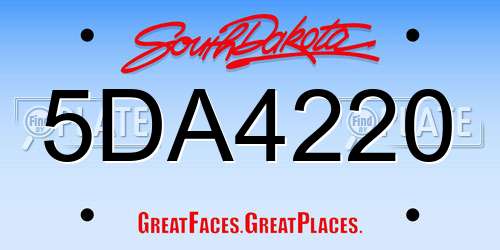 5DA4220 South Dakota License Plate