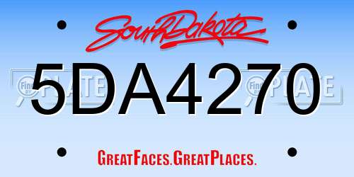 5DA4270 South Dakota License Plate