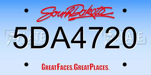 5DA4720 South Dakota License Plate