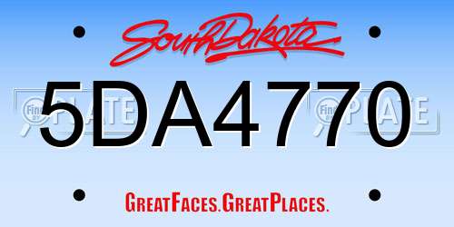 5DA4770 South Dakota License Plate