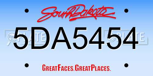 5DA5454 South Dakota License Plate