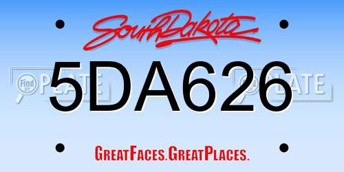 5DA626 South Dakota License Plate