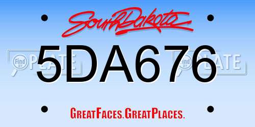 5DA676 South Dakota License Plate