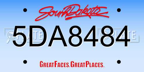 5DA8484 South Dakota License Plate