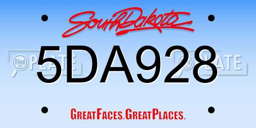 5DA928 South Dakota License Plate