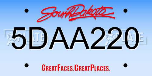 5DAA220 South Dakota License Plate
