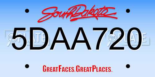 5DAA720 South Dakota License Plate