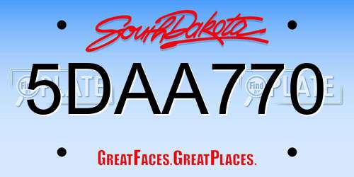 5DAA770 South Dakota License Plate