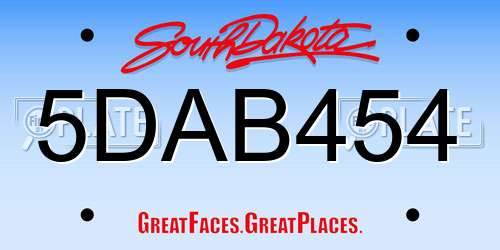 5DAB454 South Dakota License Plate