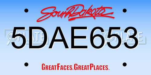 5DAE653 South Dakota License Plate