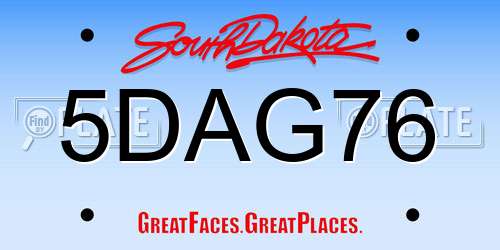 5DAG76 South Dakota License Plate