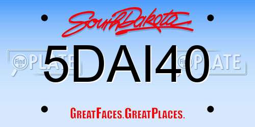 5DAI40 South Dakota License Plate