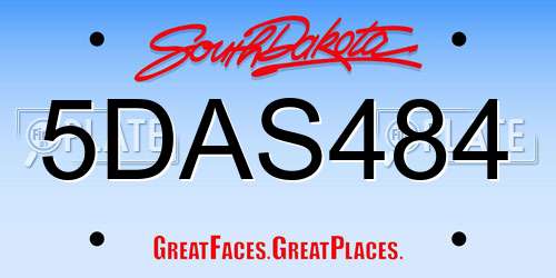 5DAS484 South Dakota License Plate