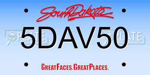 5DAV50 South Dakota License Plate