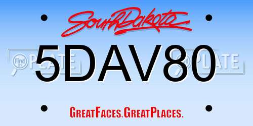 5DAV80 South Dakota License Plate