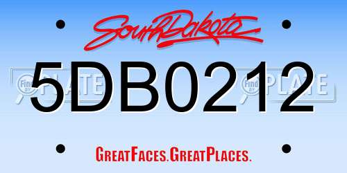 5DB0212 South Dakota License Plate