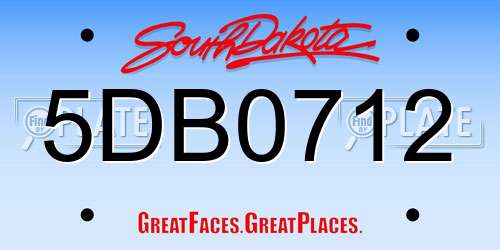 5DB0712 South Dakota License Plate