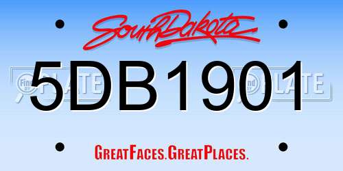 5DB1901 South Dakota License Plate