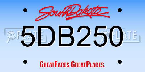 5DB250 South Dakota License Plate