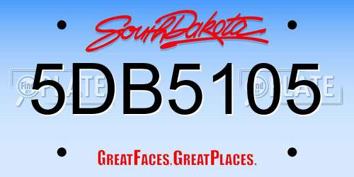 5DB5105 South Dakota License Plate